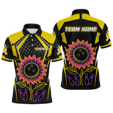 Load image into Gallery viewer, Yellow Neon Lightning Sunflower Bowling Shirt for Men Custom Team Bowling Jersey QZT771