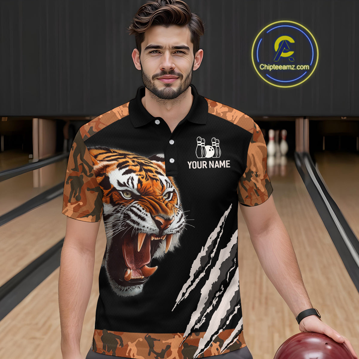 Tiger Bowling Shirt Custom Bowling Team Jersey for Men Bowling Outfit Polo & 1/4-Zip QZT772