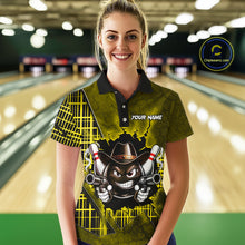 Load image into Gallery viewer, Custom Yellow Funny Cowboy Gun Bowling Shirt for Women Bowling Team Jersey Bowling Polo &amp; Quarter-Zip QZT915