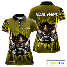 Load image into Gallery viewer, Custom Yellow Funny Cowboy Gun Bowling Shirt for Women Bowling Team Jersey Bowling Polo &amp; Quarter-Zip QZT915