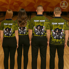 Load image into Gallery viewer, Custom Yellow Funny Cowboy Gun Bowling Shirt for Men Bowling Team Jersey Bowling Polo &amp; Quarter-Zip QZT915