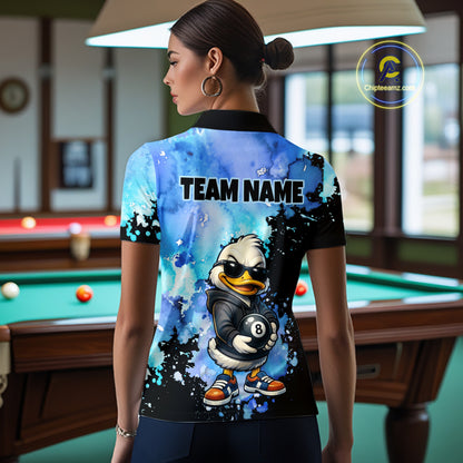 Custom Funny Duck Billiard Shirt for Women 8 Ball Billiard Team Jersey Pool Shirt Unisex BHT21