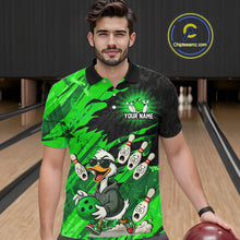 Load image into Gallery viewer, Green Funny Duck Bowling Shirt for Men Custom Bowling Team Jersey Bowling League Polo &amp; Quarter-Zip QZT944