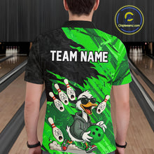 Load image into Gallery viewer, Green Funny Duck Bowling Shirt for Men Custom Bowling Team Jersey Bowling League Polo &amp; Quarter-Zip QZT944