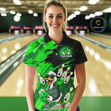 Load image into Gallery viewer, Green Funny Duck Bowling Shirt for Women Custom Bowling Team Jersey Bowling League Polo &amp; Quarter-Zip QZT944