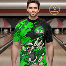 Load image into Gallery viewer, Green Funny Duck Bowling Shirt for Men Custom Bowling Team Jersey Bowling League Polo &amp; Quarter-Zip QZT944