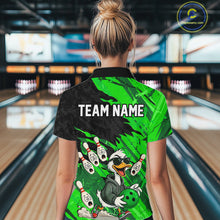 Load image into Gallery viewer, Green Funny Duck Bowling Shirt for Women Custom Bowling Team Jersey Bowling League Polo &amp; Quarter-Zip QZT944