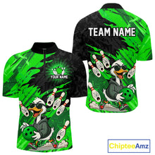Load image into Gallery viewer, Green Funny Duck Bowling Shirt for Men Custom Bowling Team Jersey Bowling League Polo &amp; Quarter-Zip QZT944