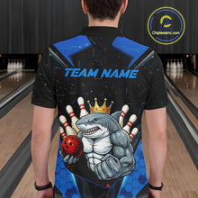 Load image into Gallery viewer, Custom Blue Funny Shark Bowling Team Shirt Bowling Jersey for Men Polo &amp; Quarter-Zip QZT949