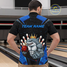 Load image into Gallery viewer, Custom Blue Funny Shark Bowling Team Shirt Bowling Jersey for Men Polo &amp; Quarter-Zip QZT949