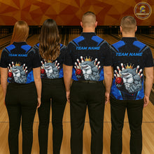 Load image into Gallery viewer, Custom Blue Funny Shark Bowling Team Shirt Bowling Jersey for Men Polo &amp; Quarter-Zip QZT949