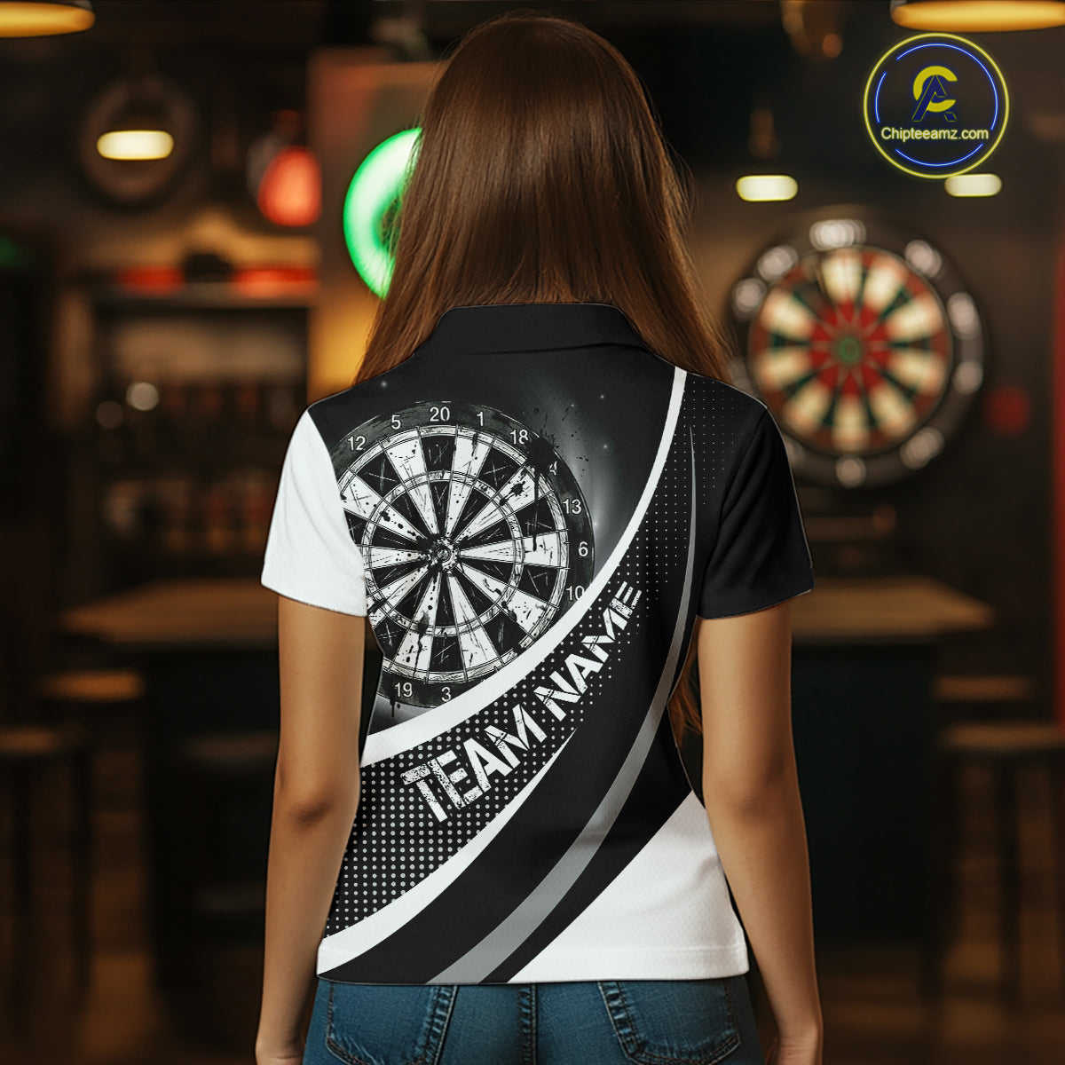 Personalized Grey Dart Shirt for Team Dart Jersey for Women Dartboard League Uniform DHT11