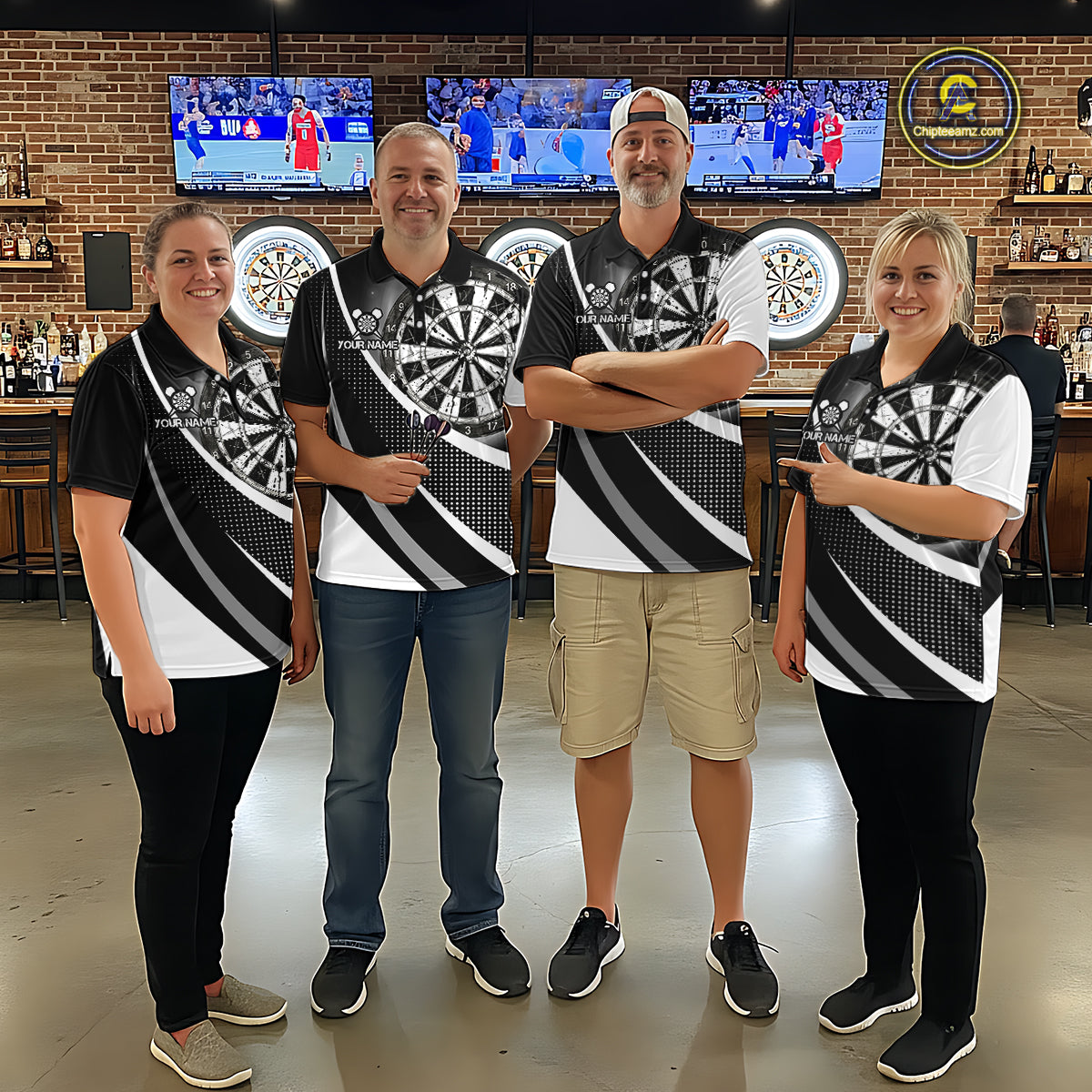 Personalized Grey Dart Shirt for Team Dart Jersey for Men Dartboard League Uniform DHT11