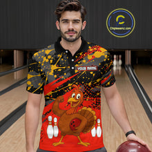 Load image into Gallery viewer, Red Funny Turkey Bowling Team Shirt for Men Bowling Jersey Thanksgiving Bowling Outfit QZT776