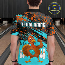 Load image into Gallery viewer, Turquoise Funny Turkey Bowling Team Shirt for Men Bowling Jersey Thanksgiving Bowling Outfit QZT776