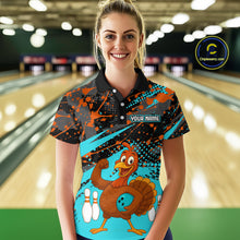 Load image into Gallery viewer, Turquoise Funny Turkey Bowling Team Shirt for Women Bowling Jersey Thanksgiving Bowling Outfit QZT776