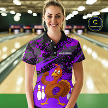 Load image into Gallery viewer, Purple Funny Turkey Bowling Team Shirt for Women Bowling Jersey Thanksgiving Bowling Outfit QZT776