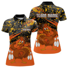 Load image into Gallery viewer, Orange Funny Turkey Bowling Team Shirt for Women Bowling Jersey Thanksgiving Bowling Outfit QZT776