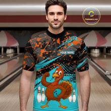 Load image into Gallery viewer, Turquoise Funny Turkey Bowling Team Shirt for Men Bowling Jersey Thanksgiving Bowling Outfit QZT776
