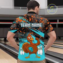 Load image into Gallery viewer, Turquoise Funny Turkey Bowling Team Shirt for Men Bowling Jersey Thanksgiving Bowling Outfit QZT776