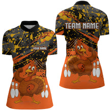 Load image into Gallery viewer, Orange Funny Turkey Bowling Team Shirt for Women Bowling Jersey Thanksgiving Bowling Outfit QZT776