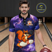 Load image into Gallery viewer, Custom Thunder Lightning Funny Squirrel Bowling Shirt Polo &amp; 1/4 Zip Bowling Jersey Bowling Outfit for Men QZT777