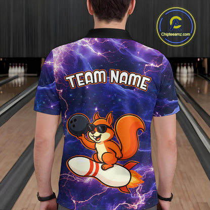Custom Thunder Lightning Funny Squirrel Bowling Shirt Bowling Jersey for Men QZT777