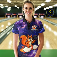 Load image into Gallery viewer, Custom Thunder Lightning Funny Squirrel Bowling Shirt Polo &amp; 1/4 Zip Bowling Jersey Bowling Outfit for Women QZT777