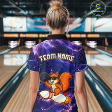 Load image into Gallery viewer, Custom Thunder Lightning Funny Squirrel Bowling Shirt Polo &amp; 1/4 Zip Bowling Jersey Bowling Outfit for Women QZT777