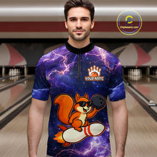 Load image into Gallery viewer, Custom Thunder Lightning Funny Squirrel Bowling Shirt Polo &amp; 1/4 Zip Bowling Jersey Bowling Outfit for Men QZT777