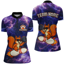 Load image into Gallery viewer, Custom Thunder Lightning Funny Squirrel Bowling Shirt Polo &amp; 1/4 Zip Bowling Jersey Bowling Outfit for Women QZT777