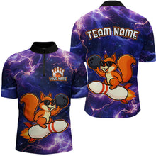Load image into Gallery viewer, Custom Thunder Lightning Funny Squirrel Bowling Shirt Polo &amp; 1/4 Zip Bowling Jersey Bowling Outfit for Men QZT777
