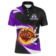 Load image into Gallery viewer, Personalized Purple Flame Demon Hand Bowling Shirt for Men Bowling Outfit Polo &amp; Quarter-Zip Bowling Jersey QZT867
