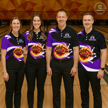 Load image into Gallery viewer, Personalized Purple Flame Demon Hand Bowling Shirt for Men Bowling Outfit Polo &amp; Quarter-Zip Bowling Jersey QZT867