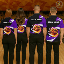 Load image into Gallery viewer, Personalized Purple Flame Demon Hand Bowling Shirt for Men Bowling Outfit Polo &amp; Quarter-Zip Bowling Jersey QZT867