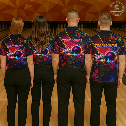 Custom Retro Music Bowling Shirt for Women Bowling Jersey Polo & 1/4-Zip Bowling Tournament QZT954
