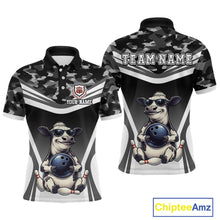 Load image into Gallery viewer, Custom Funny Cow Bowling Shirt for Men Camo Bowling League Jersey Polo &amp; Quarter-Zip QZT871