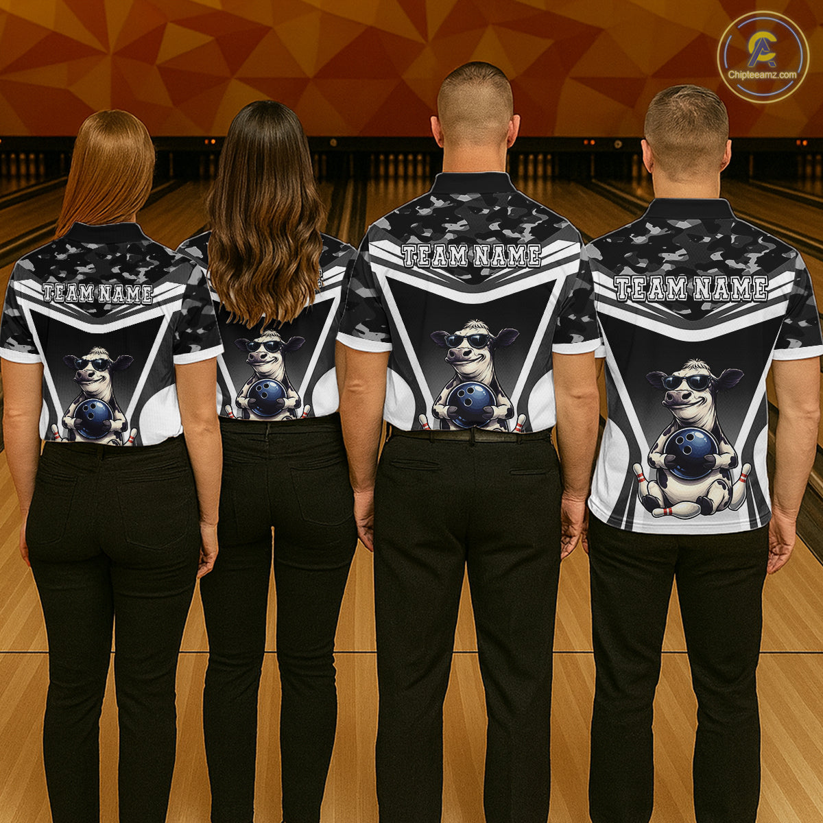 Custom Funny Cow Bowling Shirt for Women Camo Bowling League Jersey Polo & Quarter-Zip QZT871