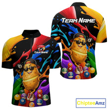 Load image into Gallery viewer, Colorful quarter-zip jersey with a potato character and billiard balls, featuring 'Team Name' and 'Your Name' text.