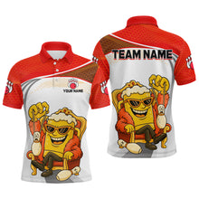 Load image into Gallery viewer, Custom Funny Red Beer Polo Bowling Team Shirt for Men Quarter-Zip Bowling Jersey Outfit QZT820