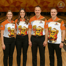 Load image into Gallery viewer, Custom Funny Orange Beer Polo Bowling Team Shirt for Women Quarter-Zip Bowling Jersey Outfit QZT820