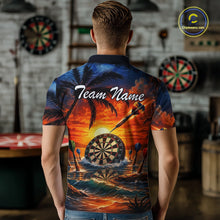 Load image into Gallery viewer, Custom Dart Team Shirts for Men Polo &amp; 1/4 Zip Dart Jersey Sunset Tropical Design Dartboard Shirt DHT30