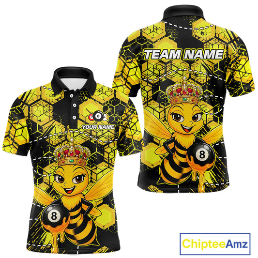 Funny Bee 8 Ball Billiard Shirts for Men Custom Billiard Team Jersey Polo & 1/4 Zip BHT29