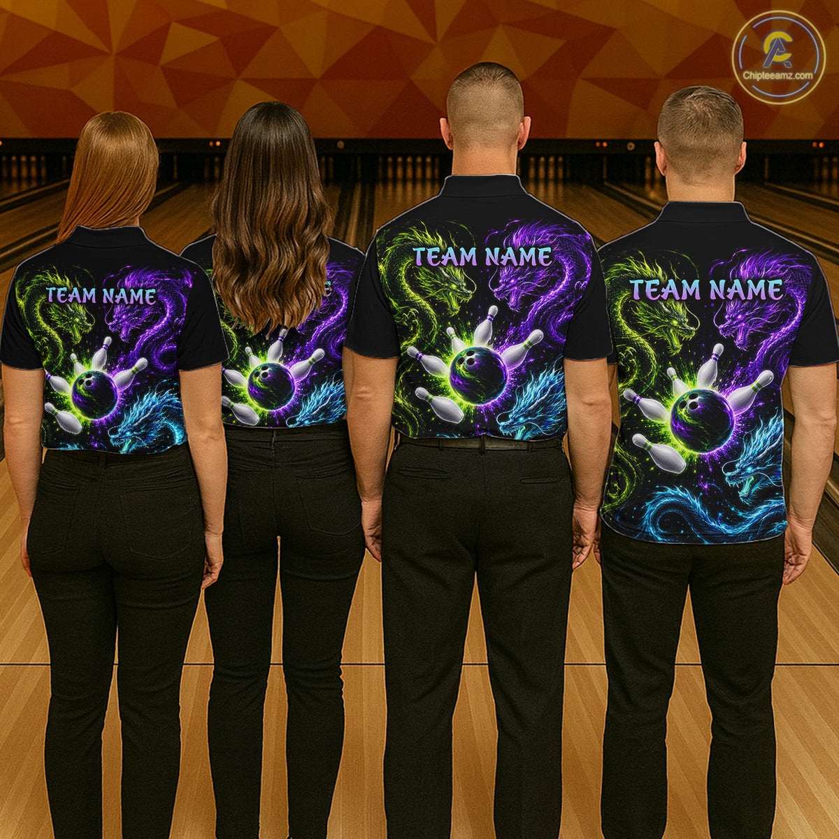 Multicolor Dragon Bowling Shirt for Women Custom Bowling Jersey Polo & 1/4-Zip QZT1051