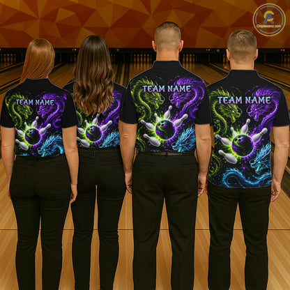 Multicolor Dragon Bowling Shirt for Women Custom Bowling Jersey Polo & 1/4-Zip QZT1051