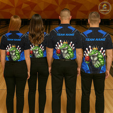 Load image into Gallery viewer, Custom Funny Blue Crocodile Bowling Shirt Alligator Bowling Jersey for Women Polo &amp; 1/4 Zip QZT823