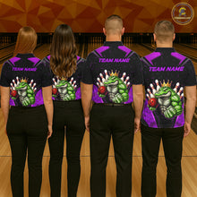Load image into Gallery viewer, Custom Funny Purple Crocodile Bowling Shirt Alligator Bowling Jersey for Men Polo &amp; 1/4 Zip QZT823