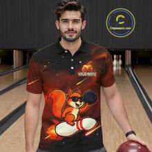 Load image into Gallery viewer, Orange &amp; Black Funny Squirrel Bowling Shirt for Men Bowling League Jersey Polo &amp; Quarter-Zip QZT879