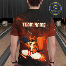 Load image into Gallery viewer, Orange &amp; Black Funny Squirrel Bowling Shirt for Men Bowling League Jersey Polo &amp; Quarter-Zip QZT879