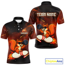 Load image into Gallery viewer, Orange &amp; Black Funny Squirrel Bowling Shirt for Men Bowling League Jersey Polo &amp; Quarter-Zip QZT879